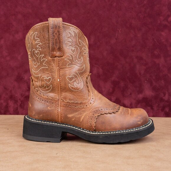 Ariat Women Fatbaby Brown Leather Slip-on Western Cowboy Boots sz 7 - Picture 4 of 12